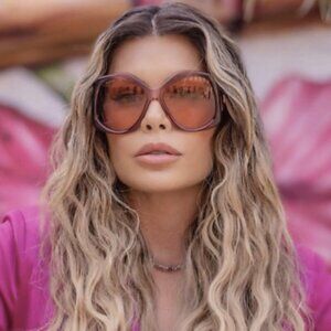 Gucci GG0875S 003 Sunglasses Burgundy Square Frame, Orange Lenses